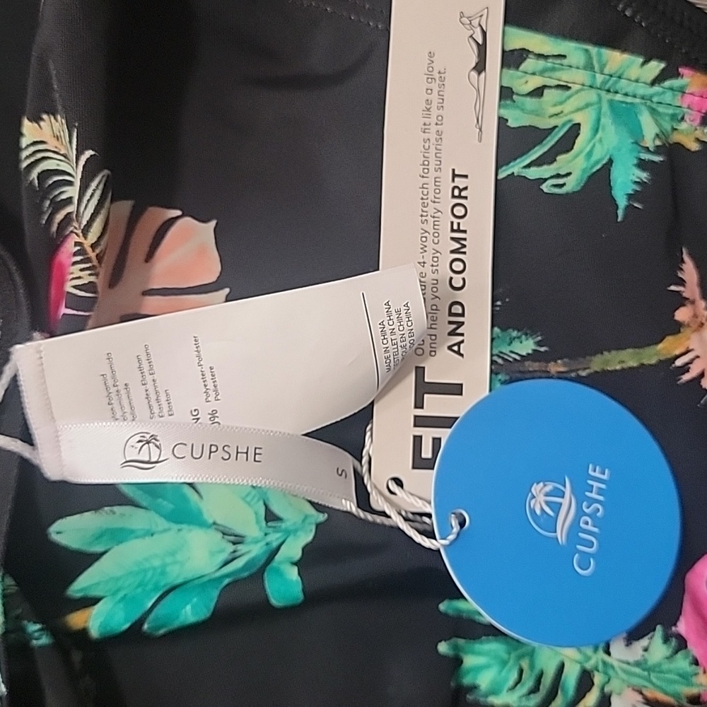 NWT Cupshe Passion Modern-Cheeky One-Piece Swimsuit Black/Flamingo Small - Picture 8 of 10